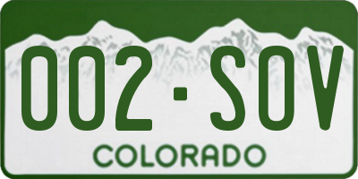 CO license plate 002SOV