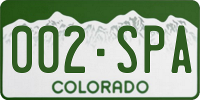 CO license plate 002SPA