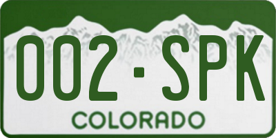 CO license plate 002SPK