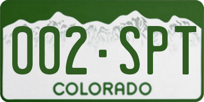 CO license plate 002SPT