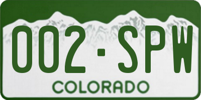 CO license plate 002SPW