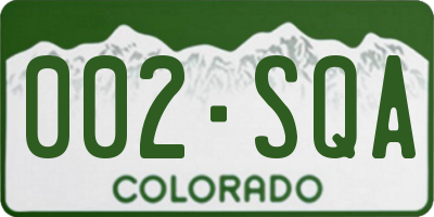 CO license plate 002SQA