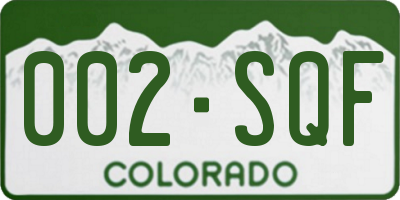 CO license plate 002SQF