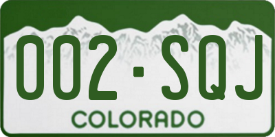 CO license plate 002SQJ