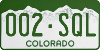 CO license plate 002SQL