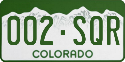 CO license plate 002SQR