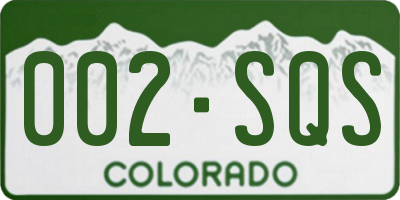 CO license plate 002SQS