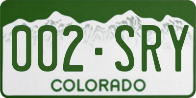 CO license plate 002SRY