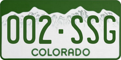 CO license plate 002SSG