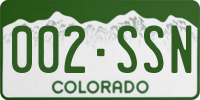 CO license plate 002SSN