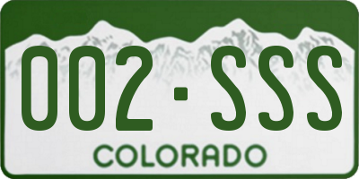 CO license plate 002SSS