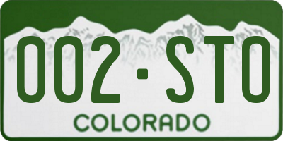 CO license plate 002STO