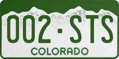 CO license plate 002STS