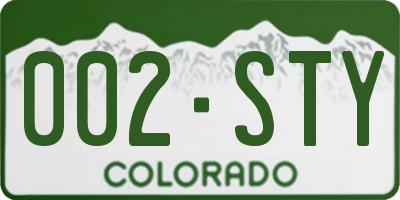 CO license plate 002STY