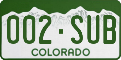 CO license plate 002SUB