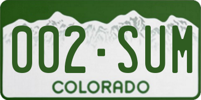 CO license plate 002SUM