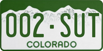 CO license plate 002SUT