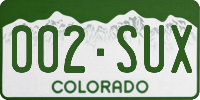 CO license plate 002SUX