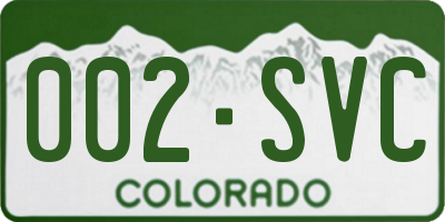 CO license plate 002SVC