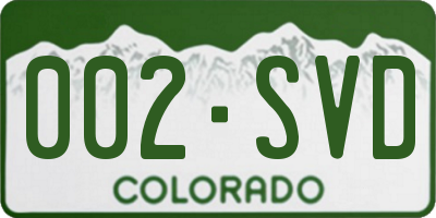 CO license plate 002SVD