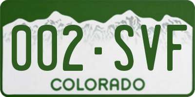 CO license plate 002SVF
