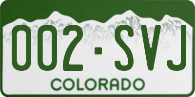 CO license plate 002SVJ