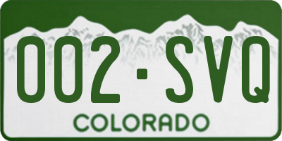 CO license plate 002SVQ