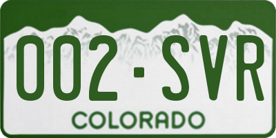 CO license plate 002SVR