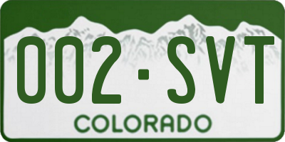 CO license plate 002SVT