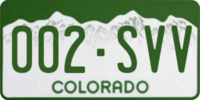 CO license plate 002SVV