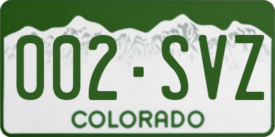 CO license plate 002SVZ