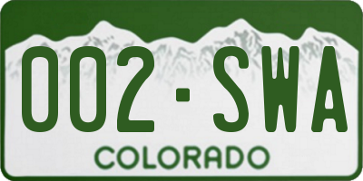 CO license plate 002SWA
