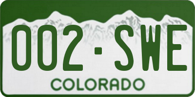 CO license plate 002SWE