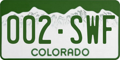 CO license plate 002SWF