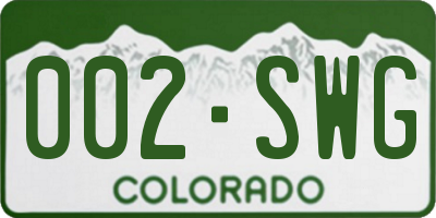 CO license plate 002SWG