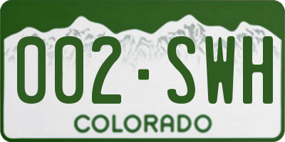 CO license plate 002SWH