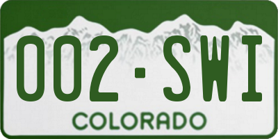 CO license plate 002SWI