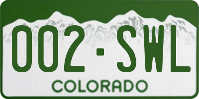 CO license plate 002SWL