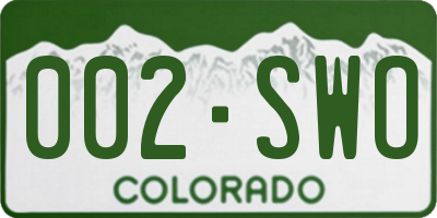 CO license plate 002SWO
