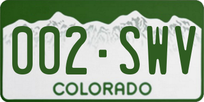 CO license plate 002SWV