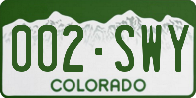CO license plate 002SWY