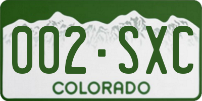 CO license plate 002SXC