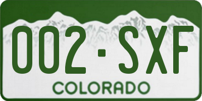 CO license plate 002SXF