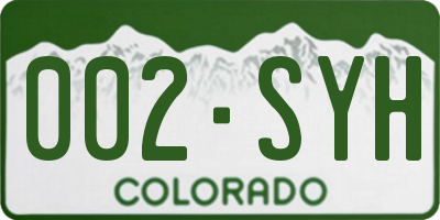 CO license plate 002SYH