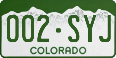 CO license plate 002SYJ