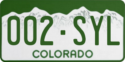 CO license plate 002SYL