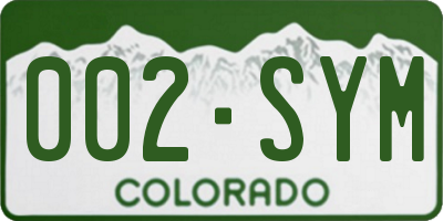 CO license plate 002SYM