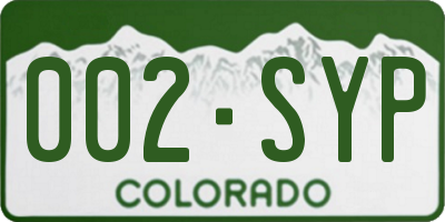CO license plate 002SYP
