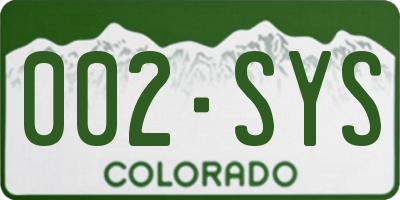CO license plate 002SYS