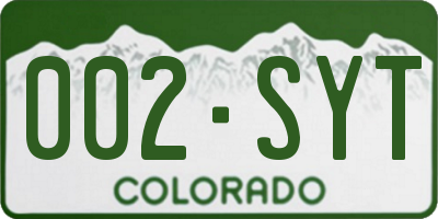 CO license plate 002SYT